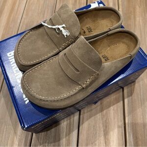 Birkenstock Boston Taupe Suede Wrapped Naples, 39 Narrow, Brand New With Box